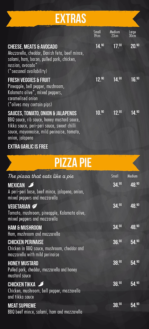 Menu The Pizzabox